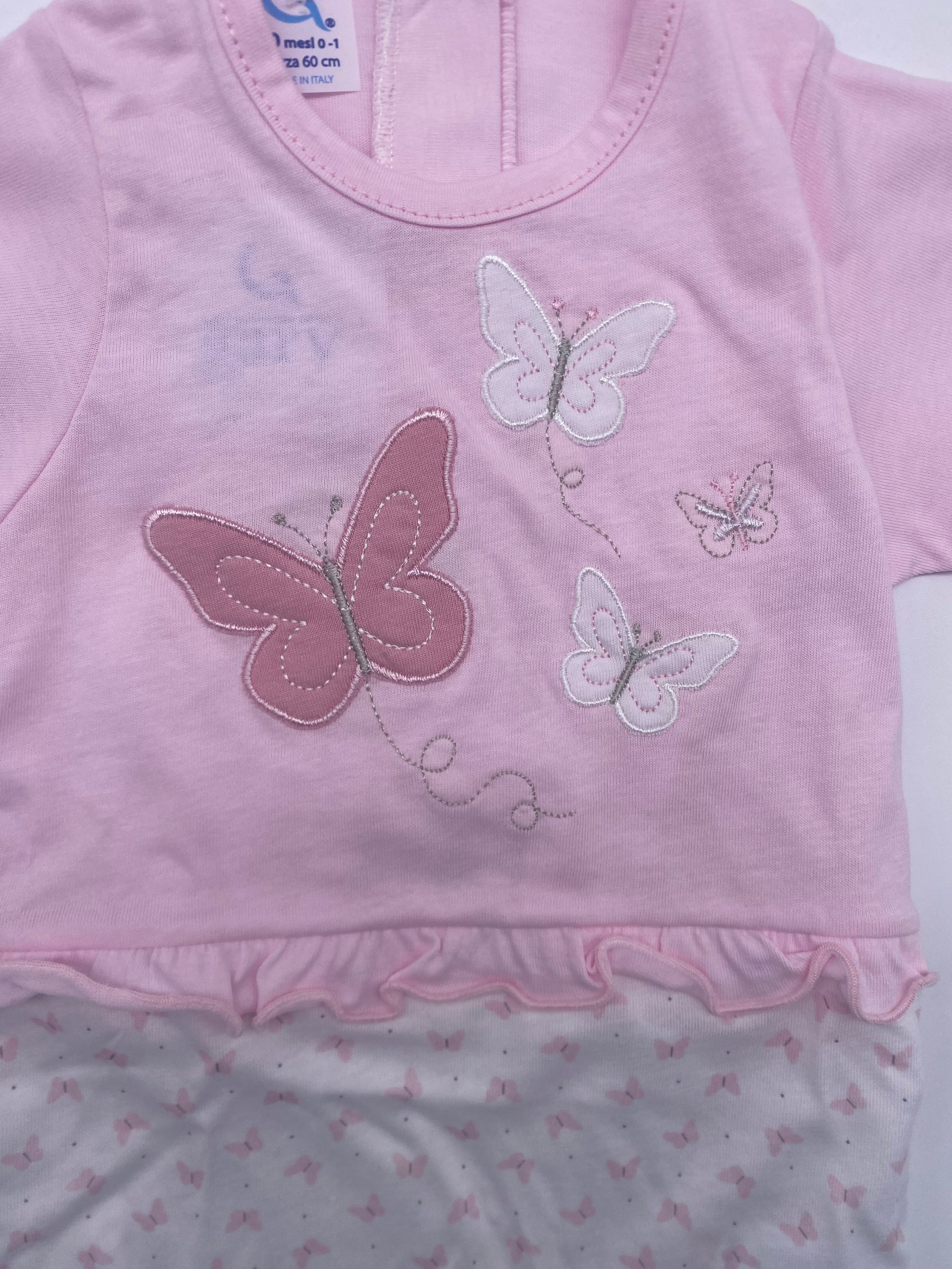 SET PRIMA NASCITA CORREDINO BIMBA CON FARFALLE RICAMATE GARY