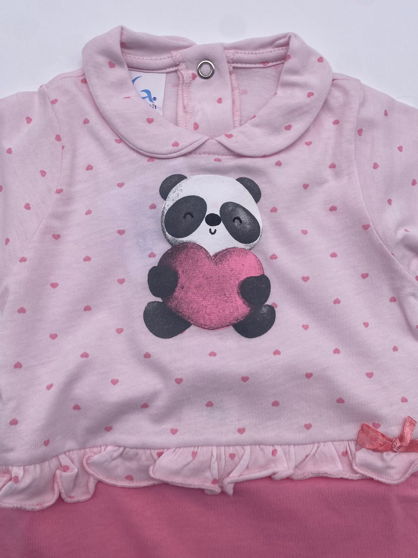 SET PRIMA NASCITA CORREDINO BIMBA CON STAMPA DI PANDA E CUORE GARY