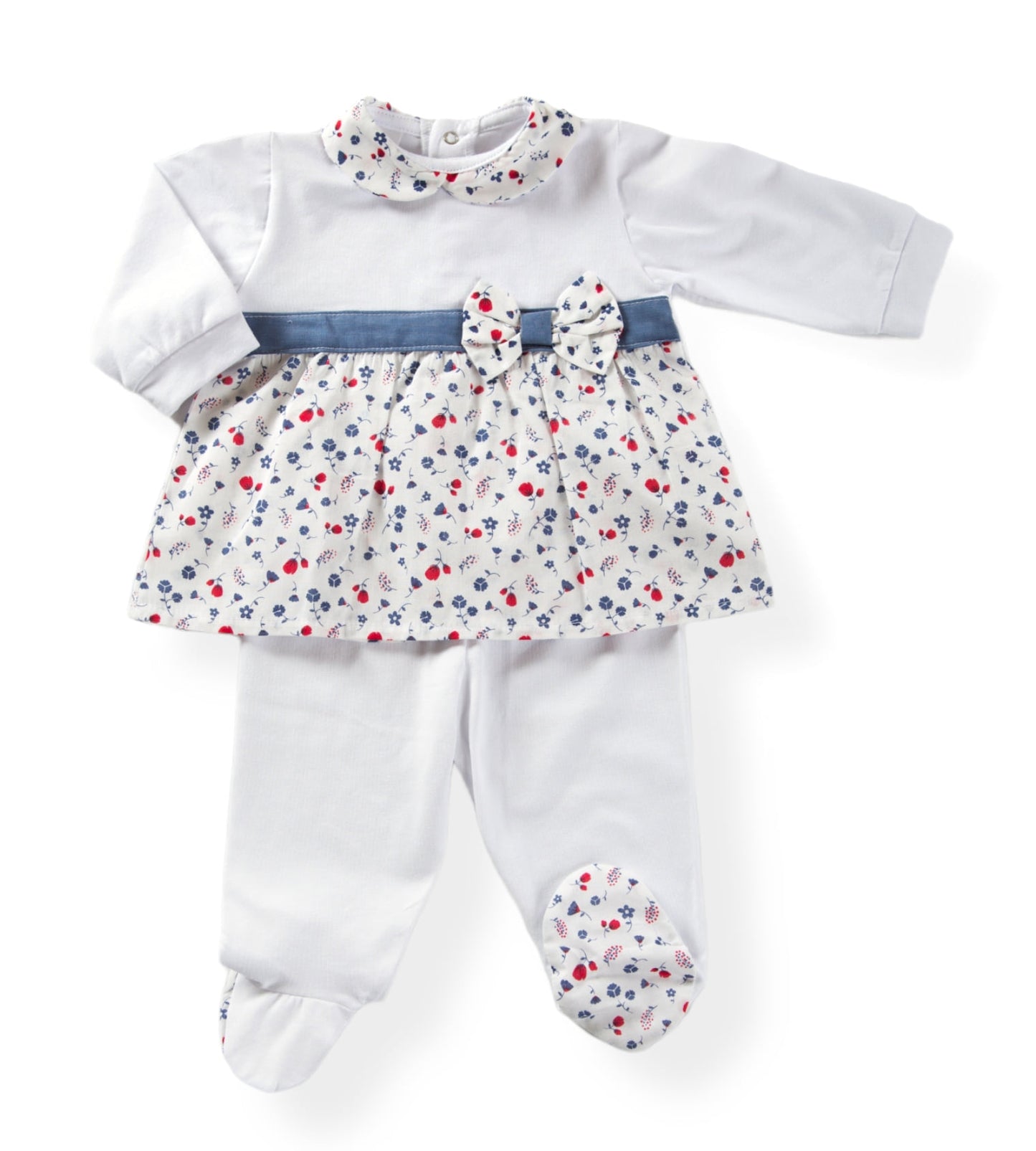 Due pezzi bimba in cotone con motivo floreale e fiocco Babyvip