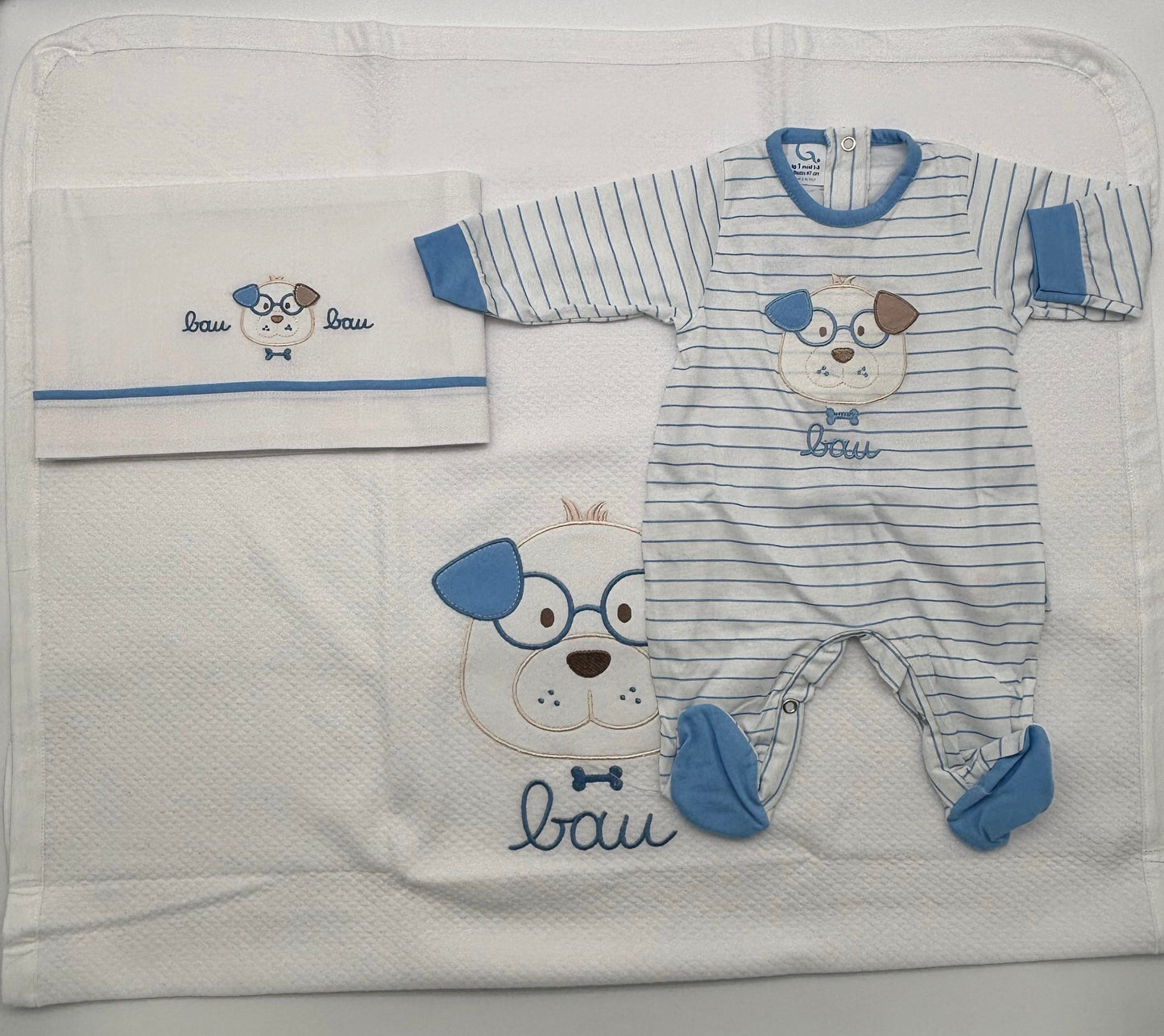 SET PRIMA NASCITA CORREDINO BIMBO CON CAGNOLINO RICAMATO GARY