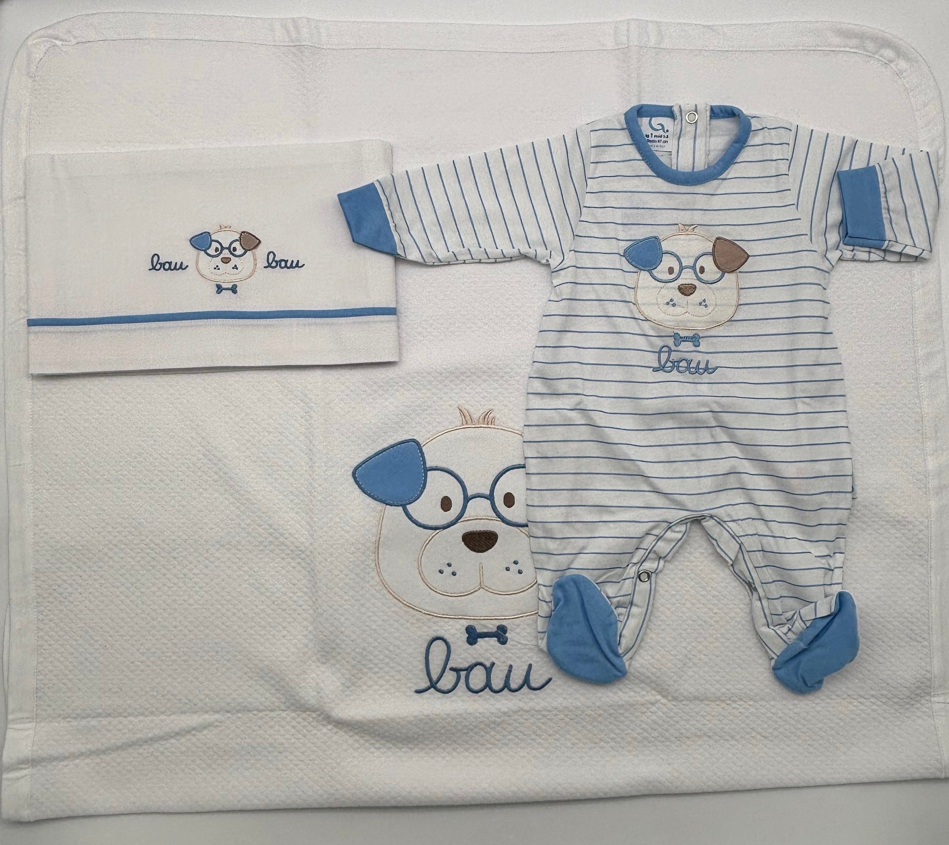 SET PRIMA NASCITA CORREDINO BIMBO CON CAGNOLINO RICAMATO GARY