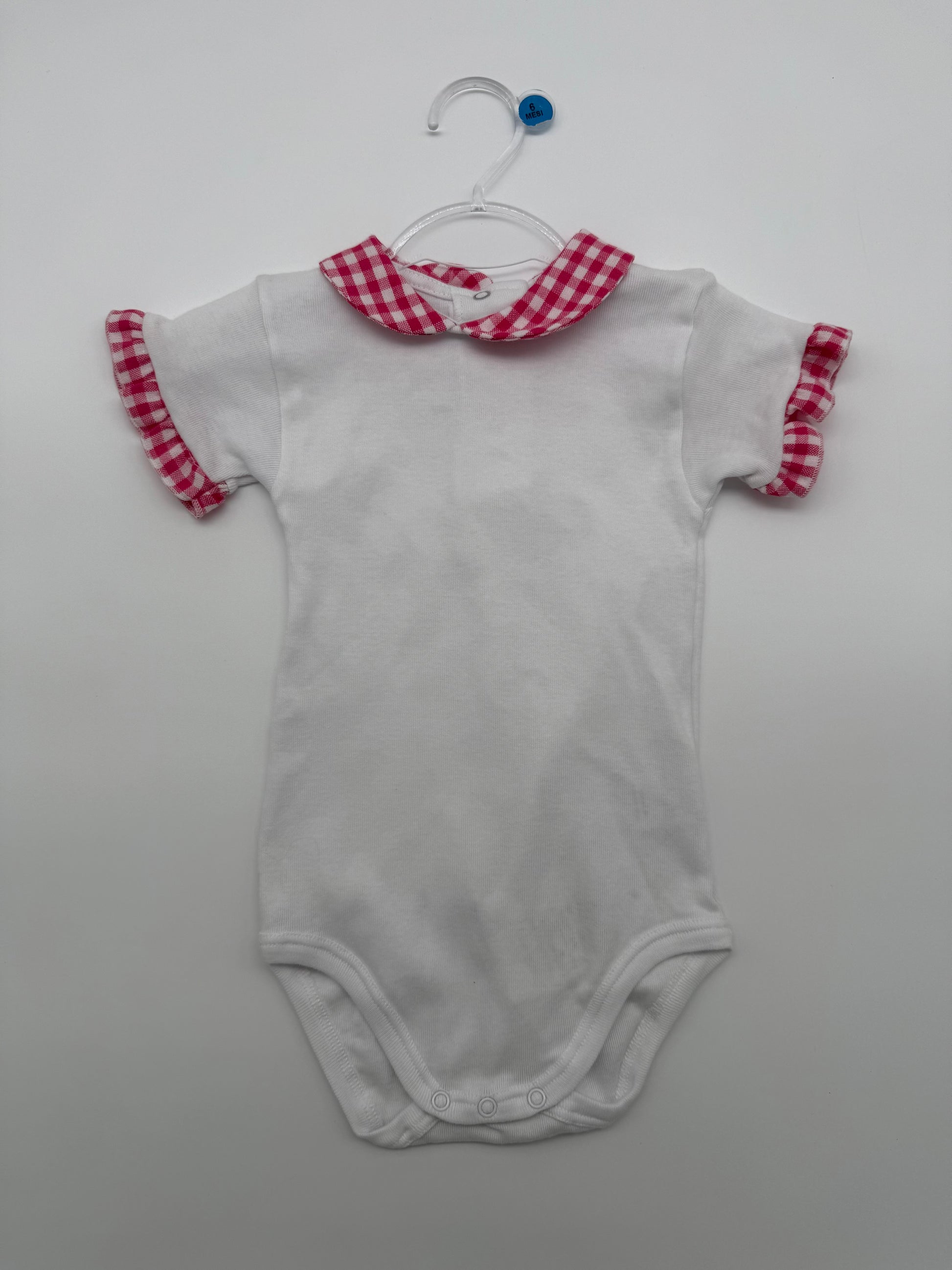 Body manica corta con bordino quadrettato Babyvip