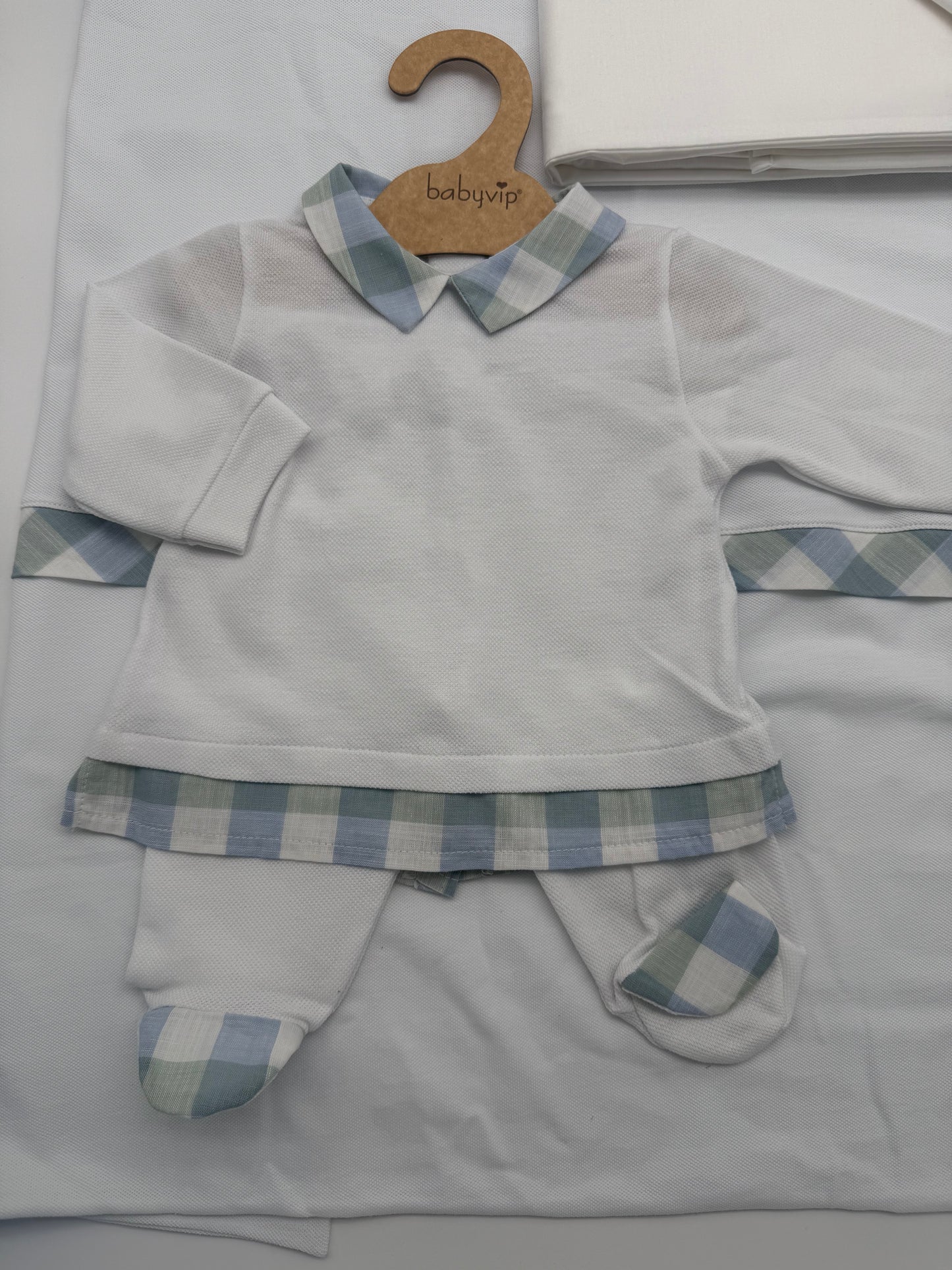 Set nascita in cotone maschietto con quadretti Babyvip