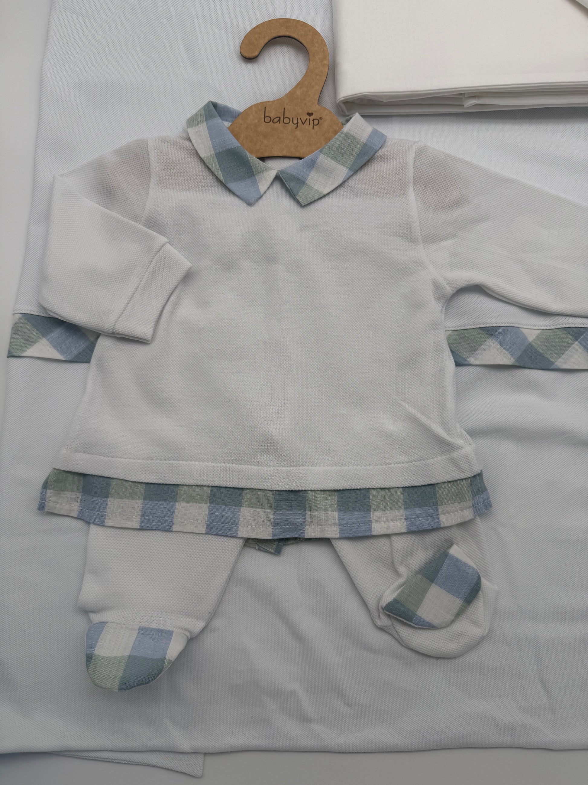 Set nascita in cotone maschietto con quadretti Babyvip