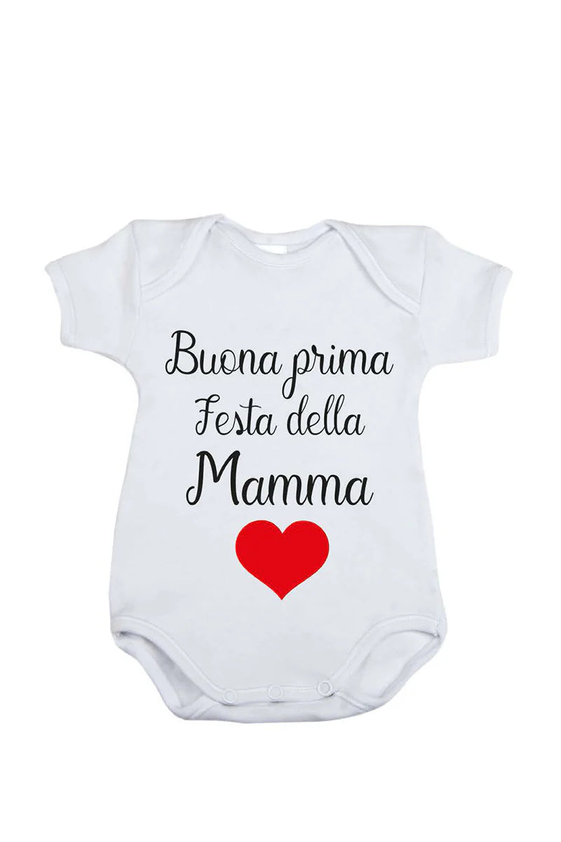 Body mezza manica in cotone con stampa "festa della mamma"