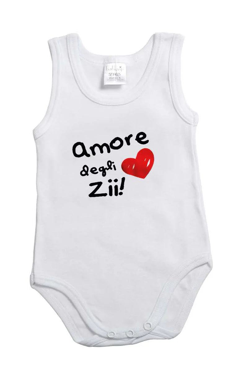 Body spalla larga con stampa "Amore dei Zii"