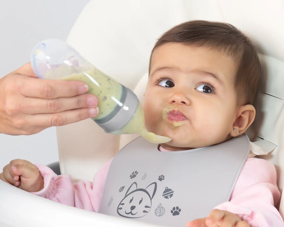 CUCCHIAIO DISPENSATORE DI PAPPA PER BAMBINO GRIGIO