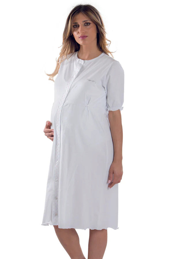 Camicia da notte clinica aperta davanti mezza manica