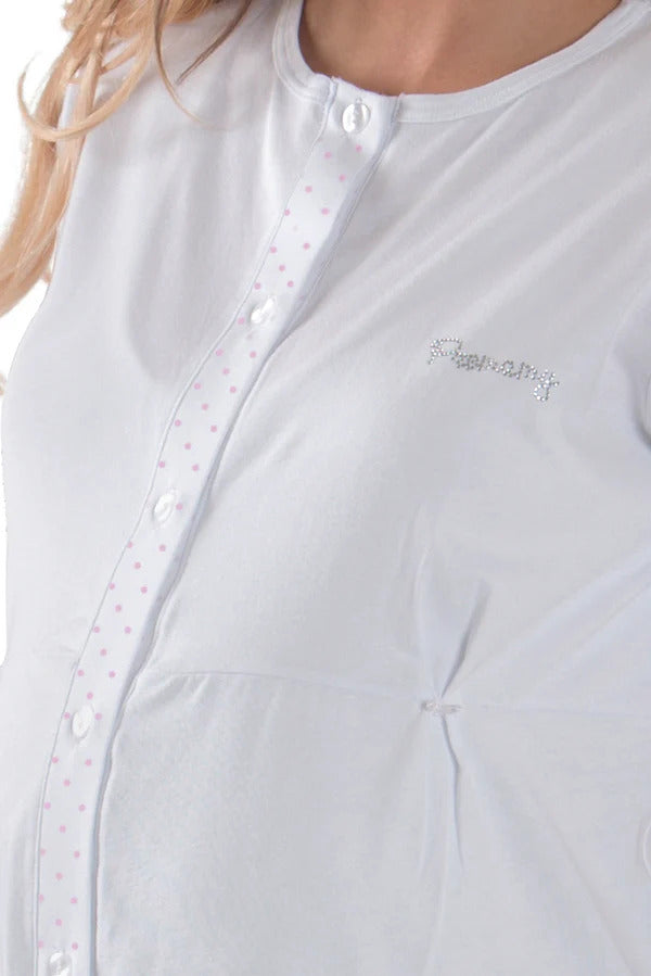 Camicia da notte clinica aperta davanti mezza manica