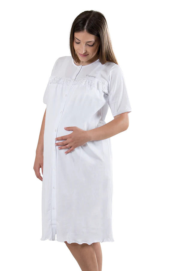 Camicia da notte clinica aperta davanti mezza manica