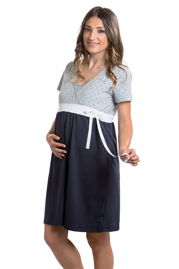 Camicia da notte per gravidanza e allattamento mezza manica
