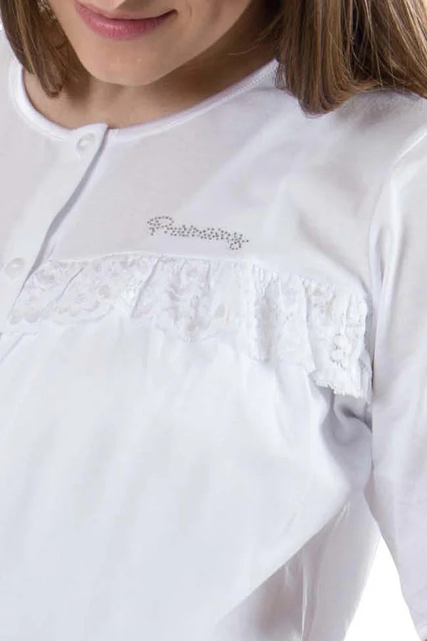 Camicia da notte clinica aperta davanti mezza manica