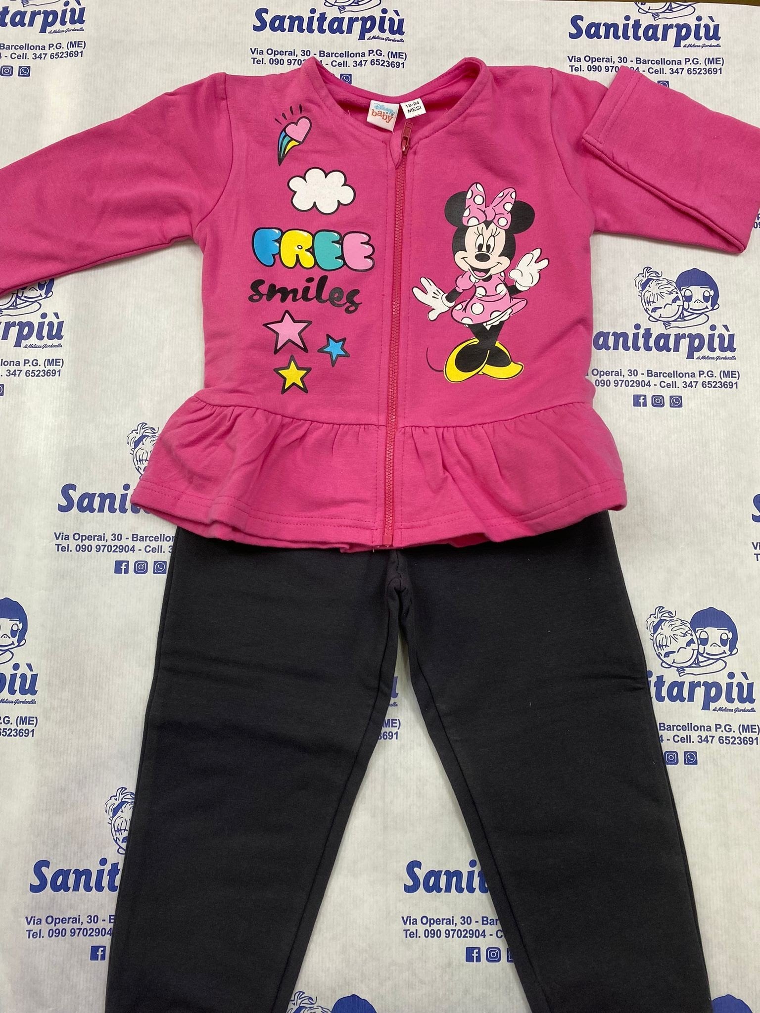 Completo due pezzi con cerniera in felpa femminuccia Minnie disney