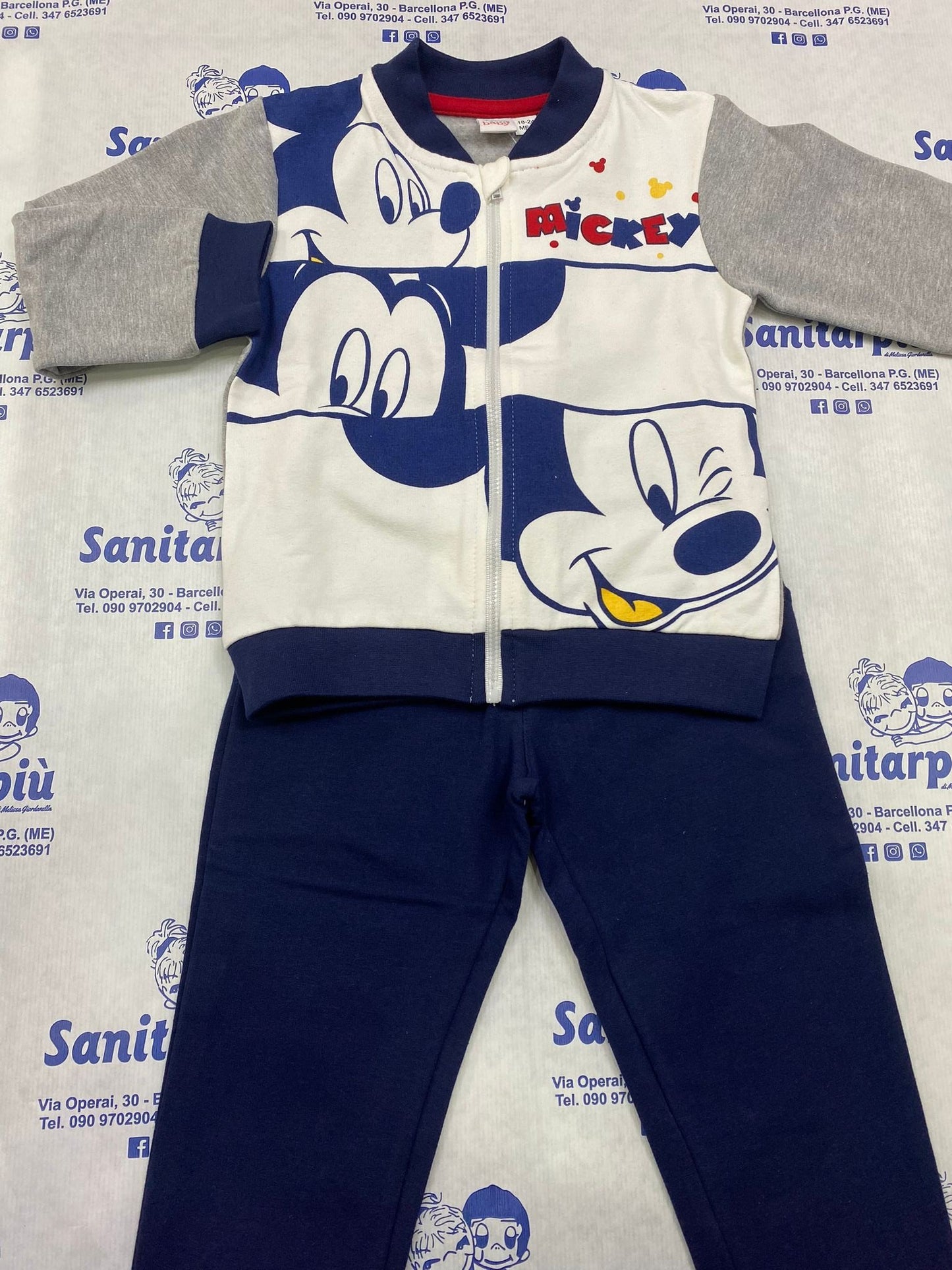 Completo felpa due pezzi maschietto Topolino disney Grigio, 18-24 mesi