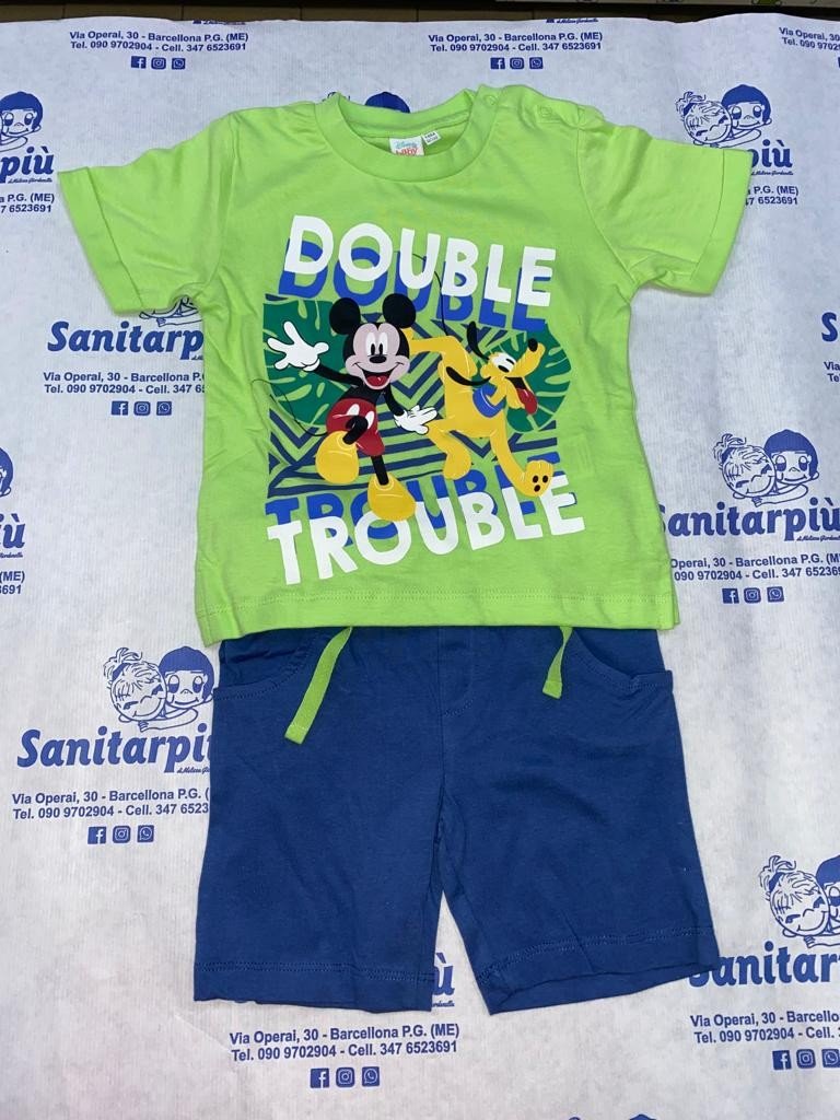 COMPLETO JERSEY 2 PEZZI DISNEY TOPOLINO Verde, 3mesi 60Cm