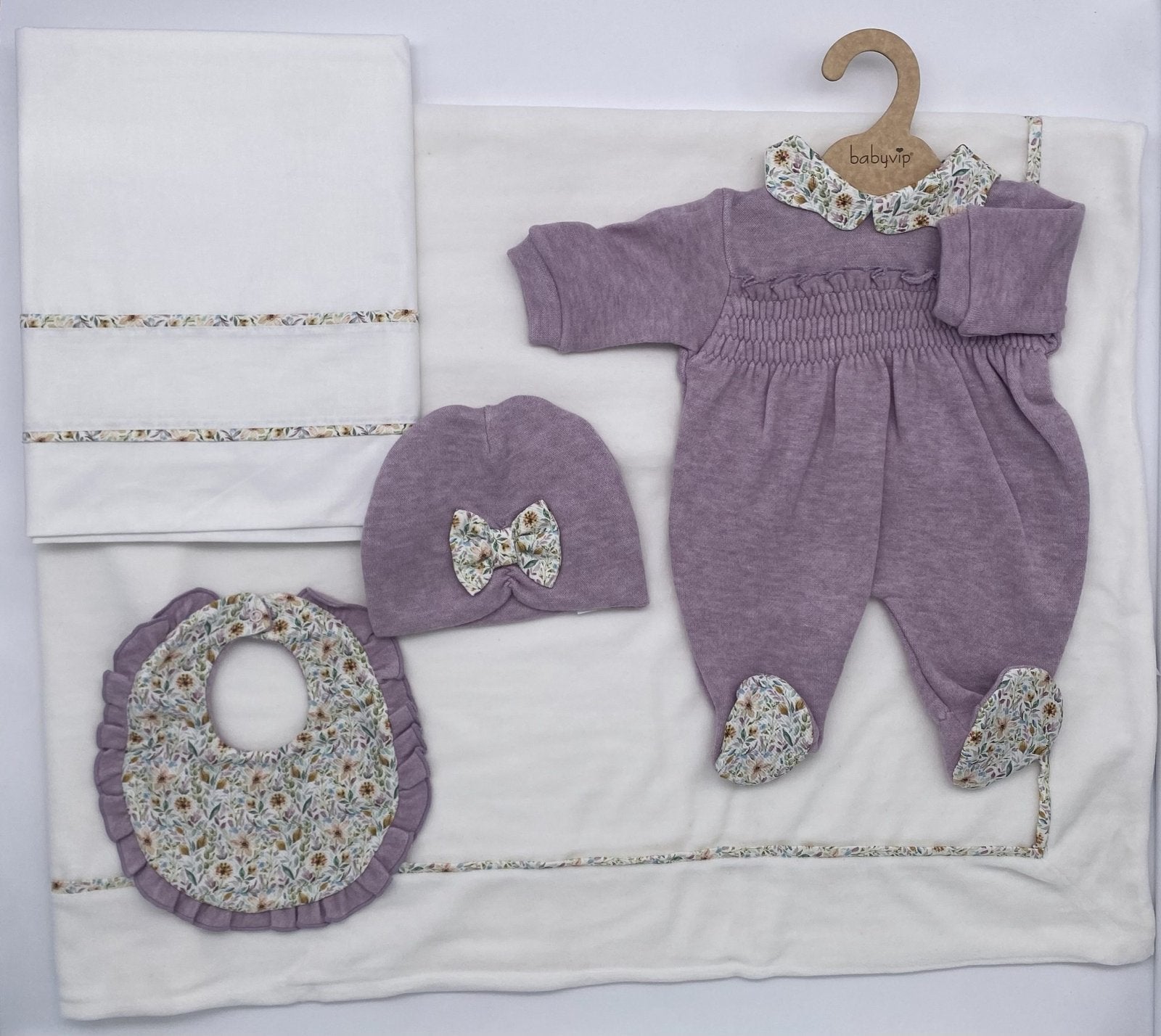 Set corredino invernale in ciniglia con motivo floreale stampato bimba Babyvip