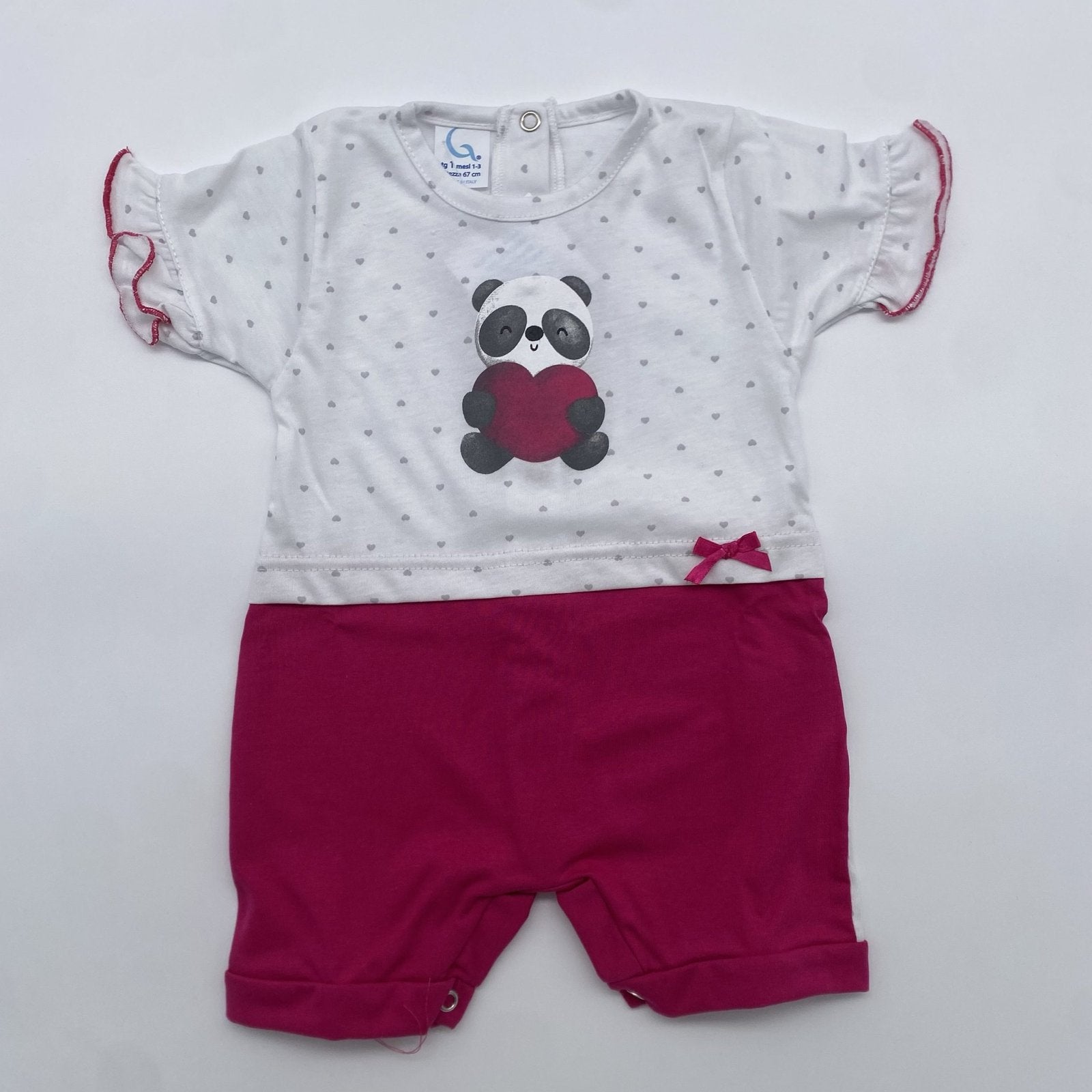 Pagliaccetto neonata con panda stampato in Jersey Gary