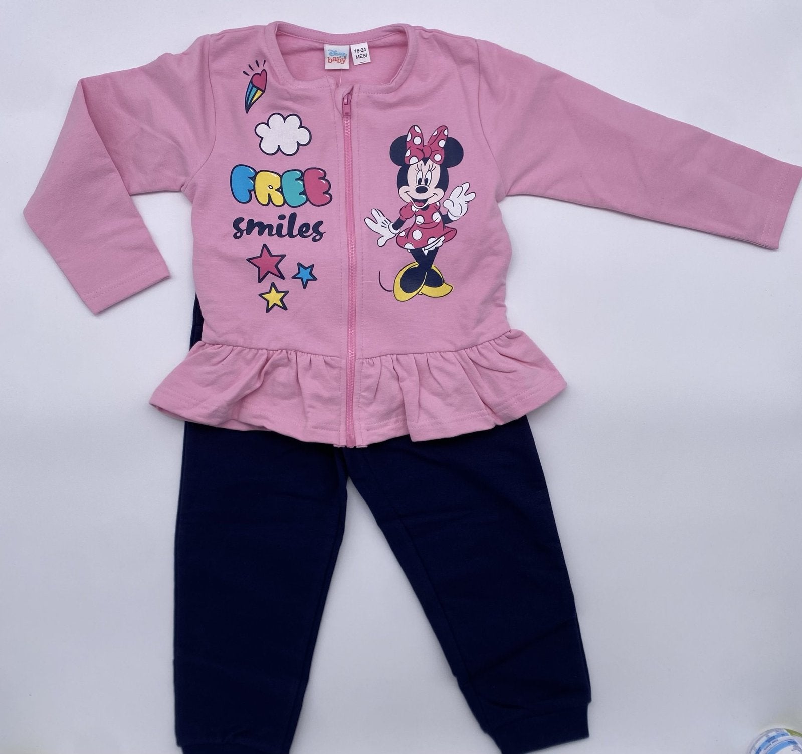 Completo due pezzi con cerniera in felpa femminuccia Minnie disney