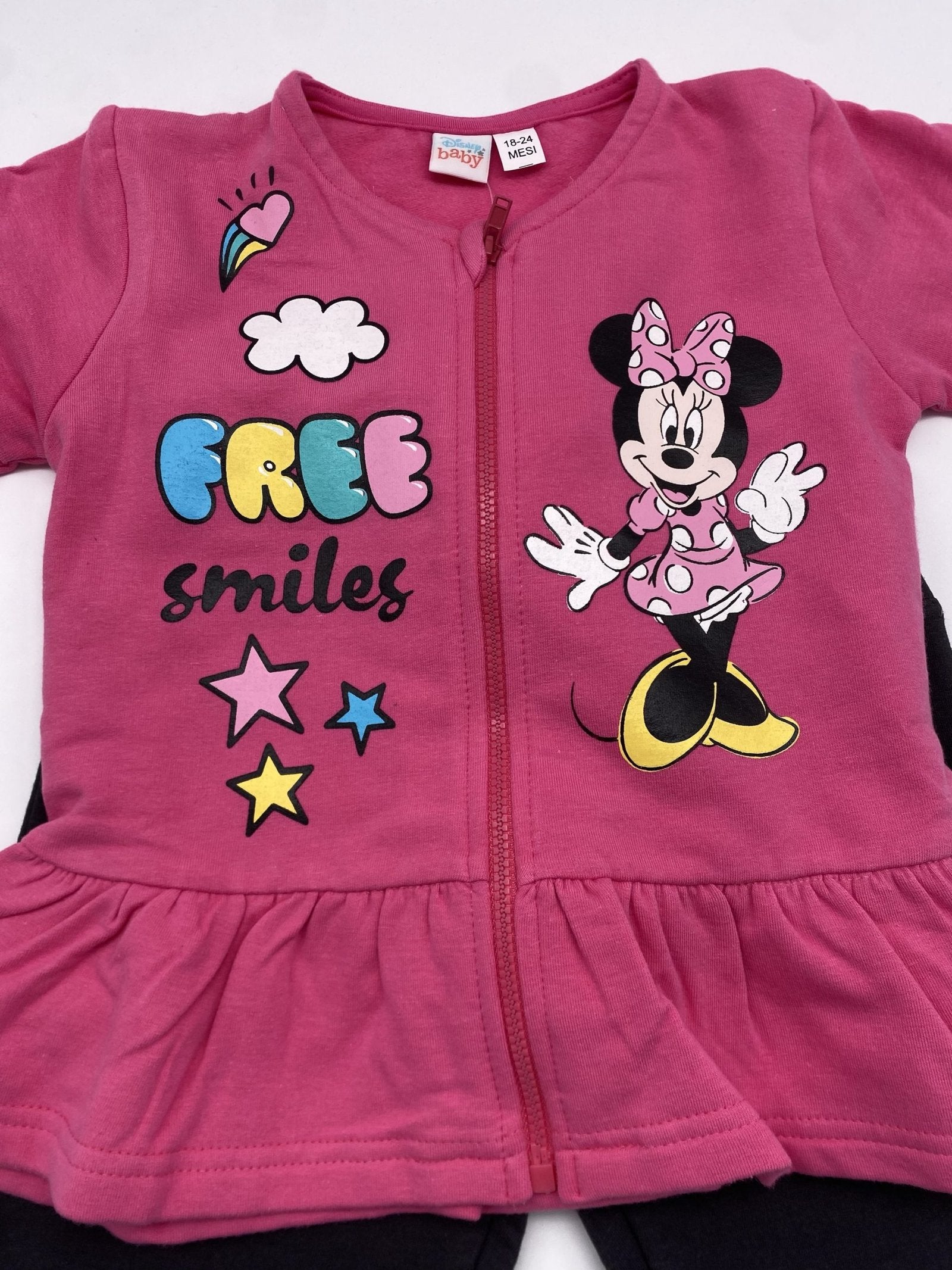 Completo due pezzi con cerniera in felpa femminuccia Minnie disney