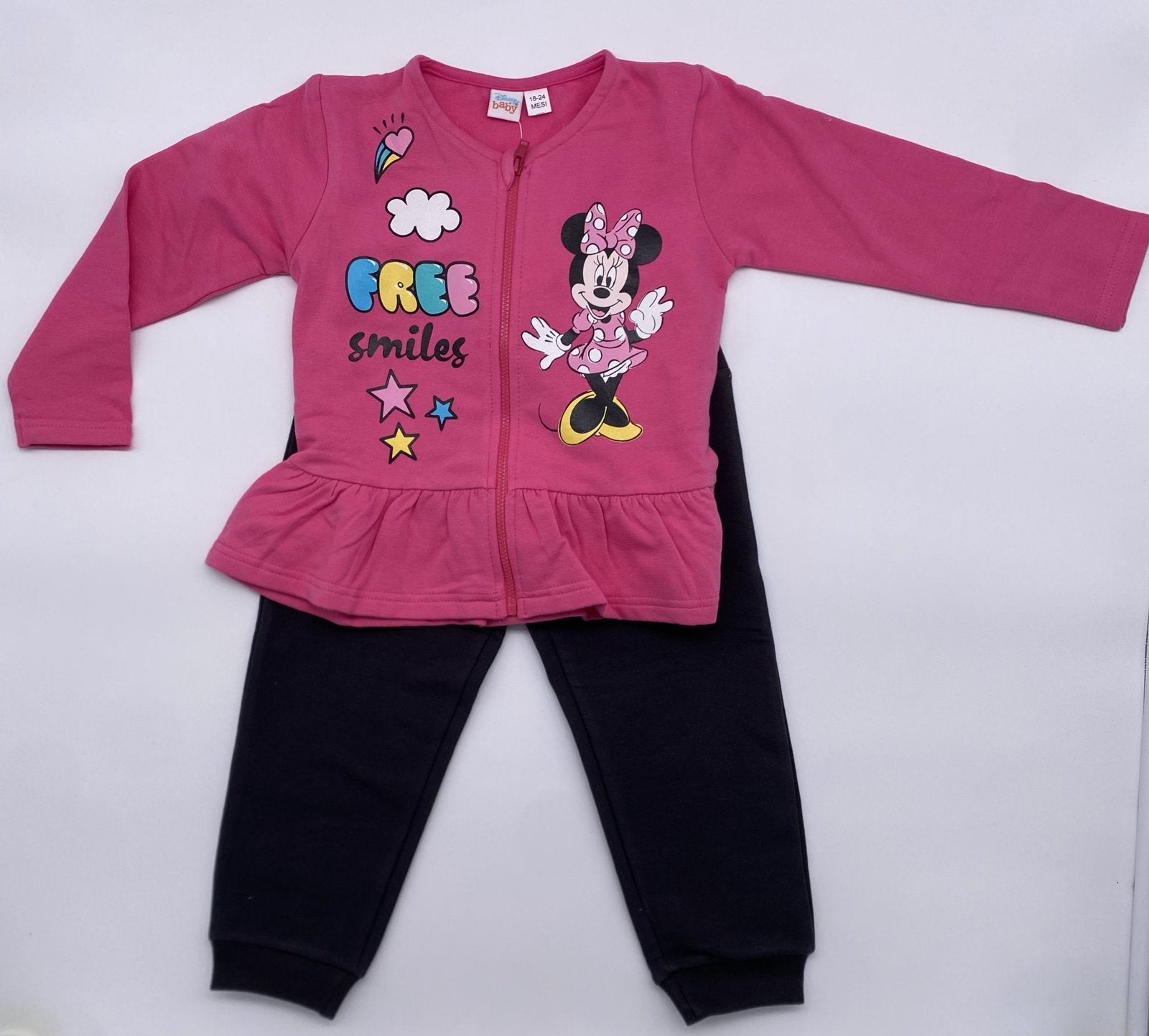 Completo due pezzi con cerniera in felpa femminuccia Minnie disney