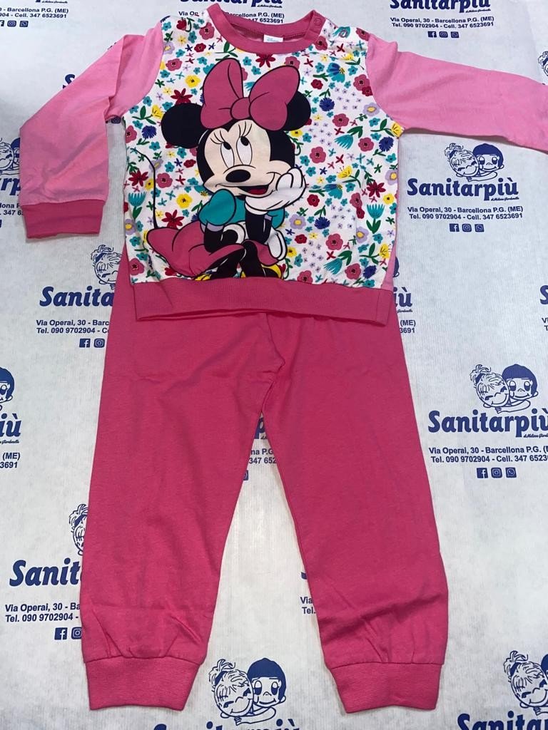 Pigiama m/l jersey disney minnie con fiori Rosa, 9mesi 74Cm