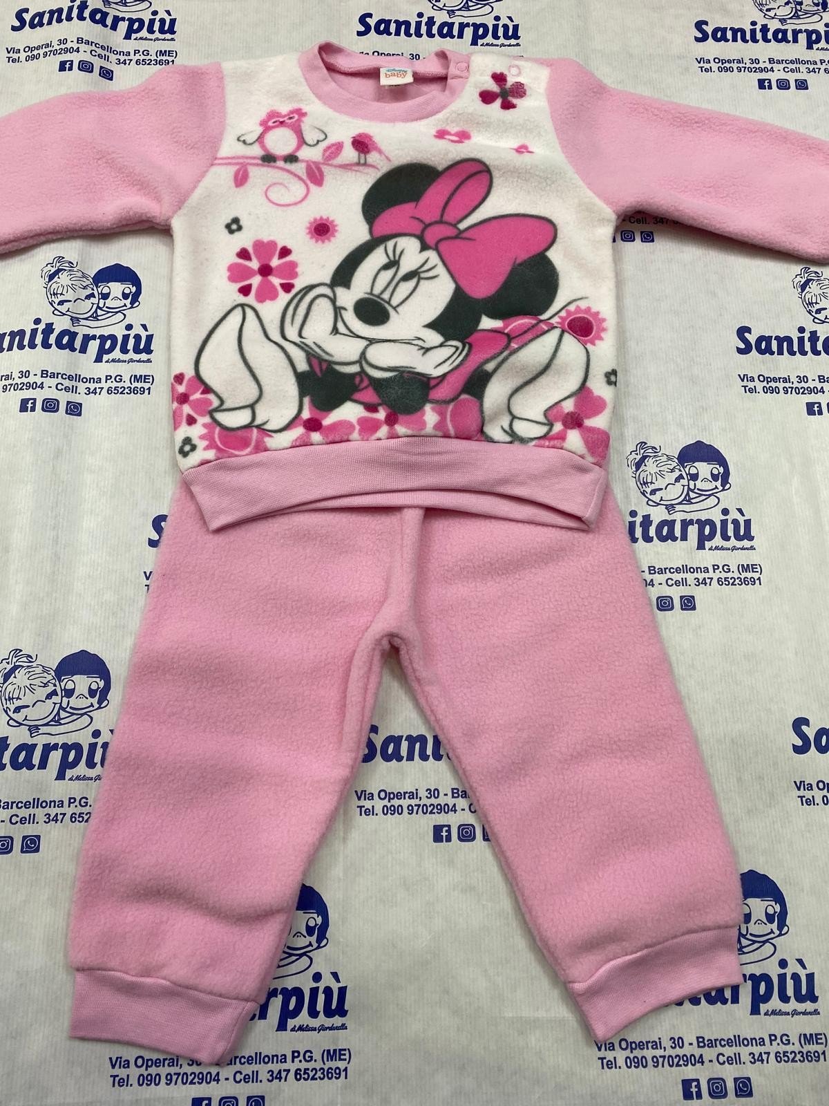 Pigiamino pile bimba con stampa Minnie Disney 24mesi 92Cm