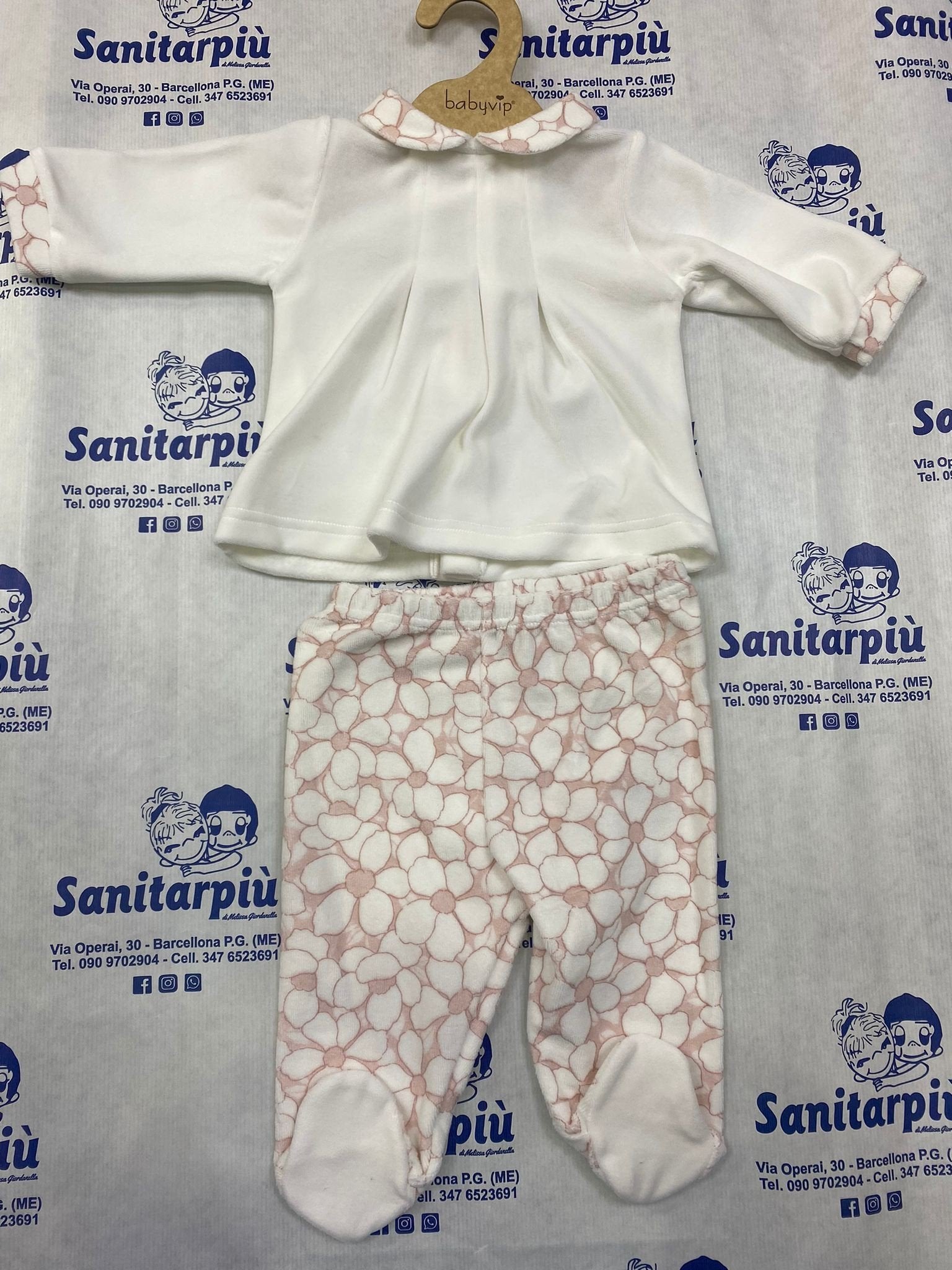 Spezzato ciniglia con dettagli floreali bimba Babyvip