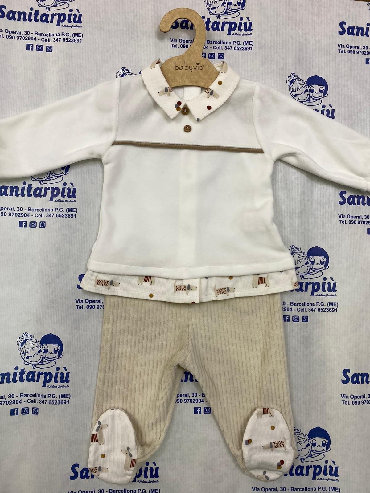 Spezzato ciniglia simil camicia bimbo Babyvip 6mesi 68Cm