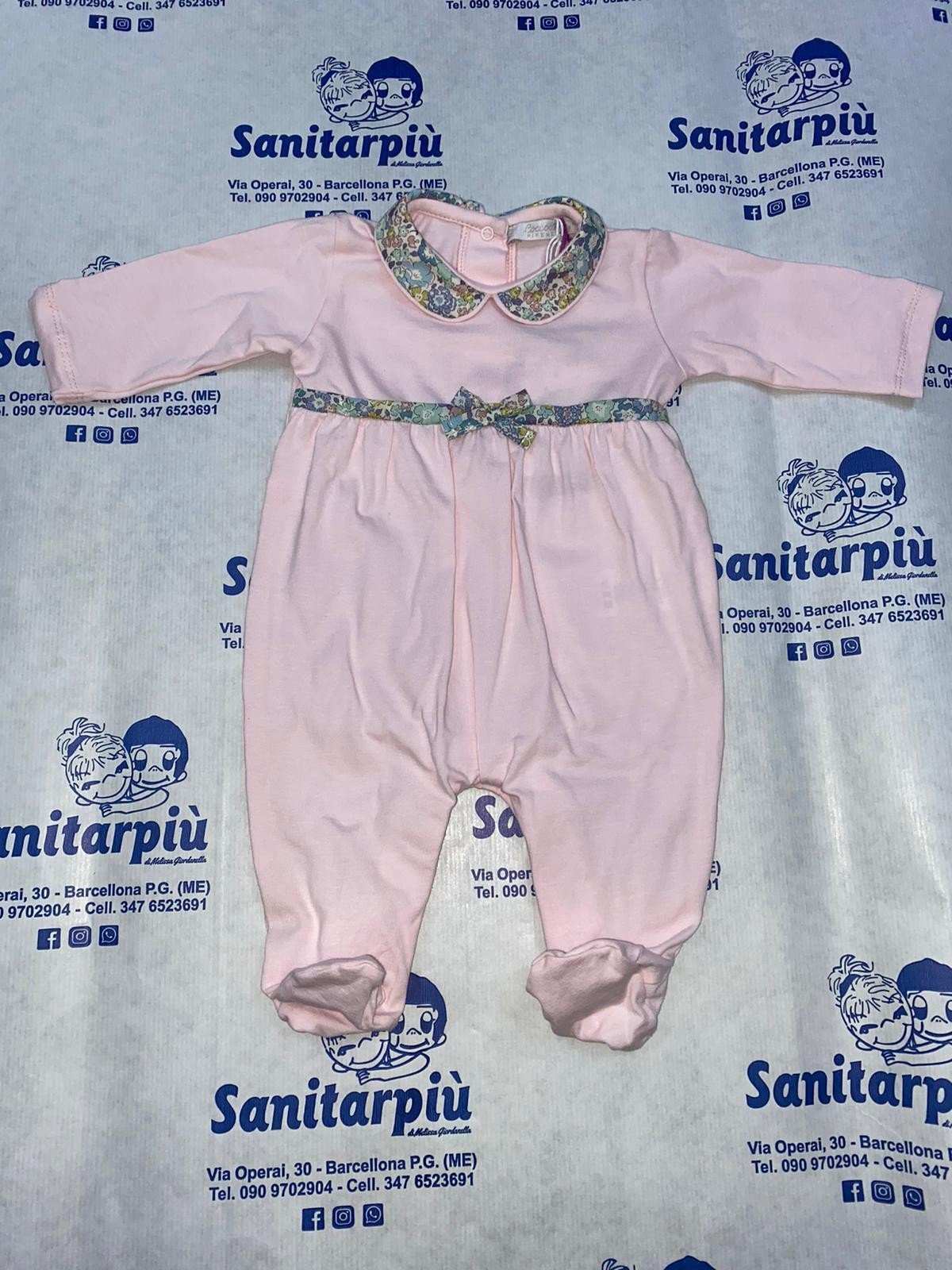 Tutina in Jersey e Liberty femminuccia con fiocco Coccodè Rosa, 12 mesi 80Cm