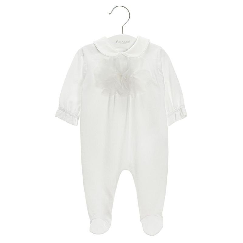 Tutina in Jersey femminuccia con fiore in tulle Coccodè Bianco, 3mesi 60Cm