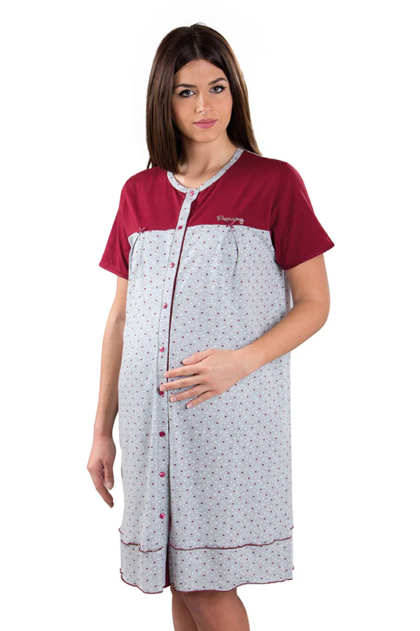 Camicia da notte clinica aperta davanti mezza manica Premamy